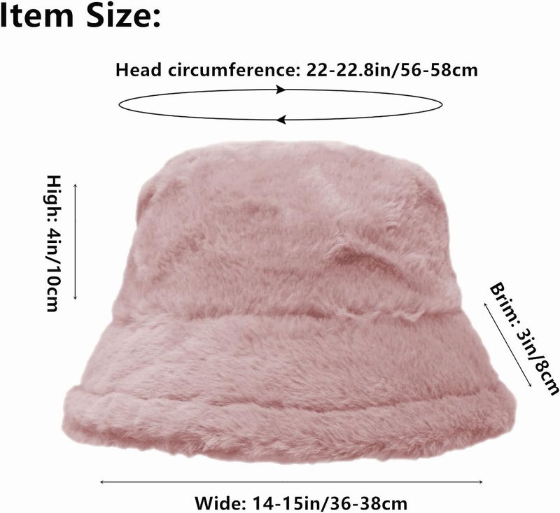 Glory Max Winter Fluffy Plush Bucket Hat Cozy Faux Fur Wide Brim Adjustable Size for Women - Image 5